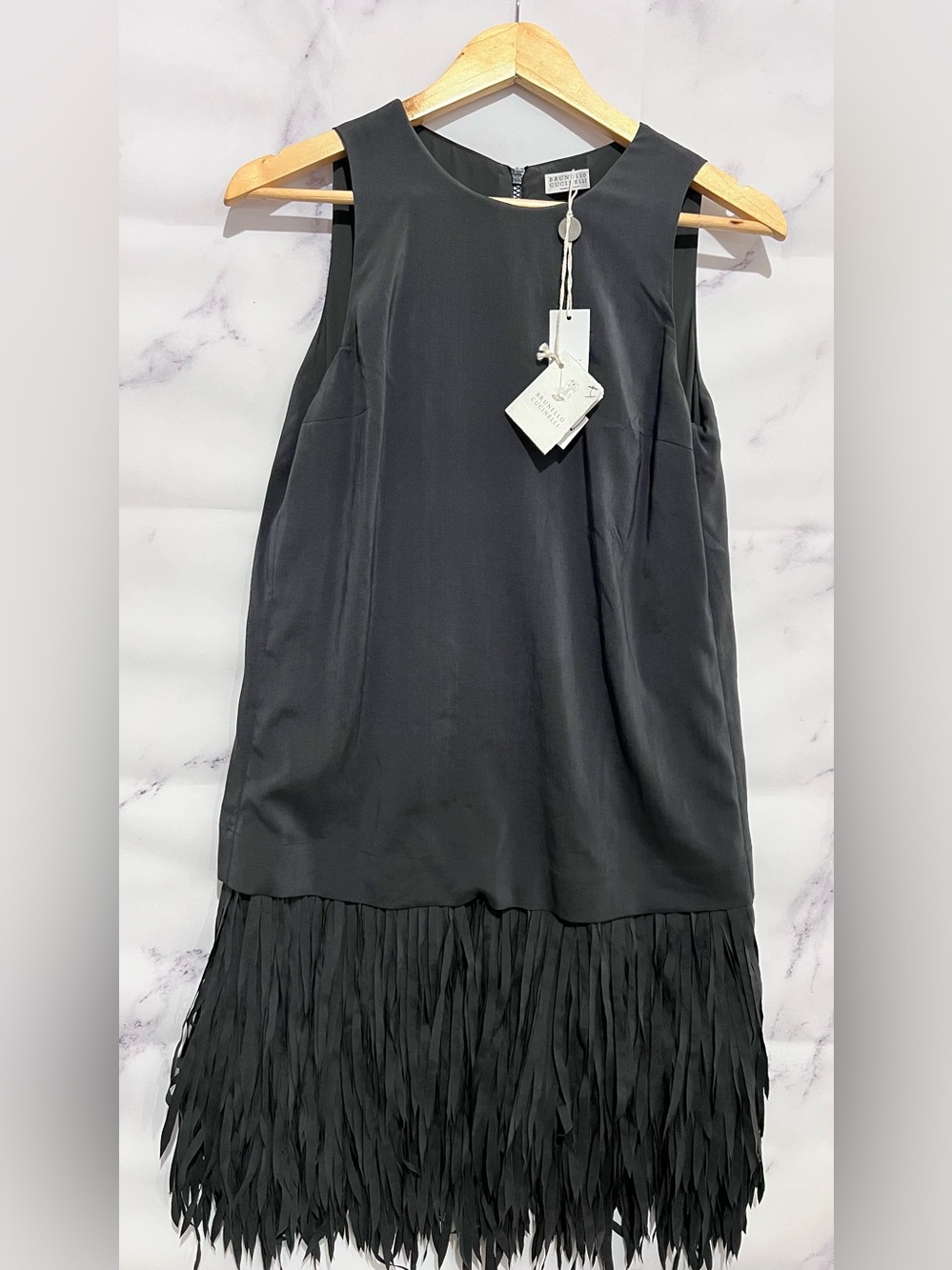 Brunello Cucinelli Dark Grey Drop waist mini Women's Dress